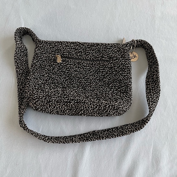 The Sak Handbags - Black and gray crocheted over the shoulder The Sak Purse